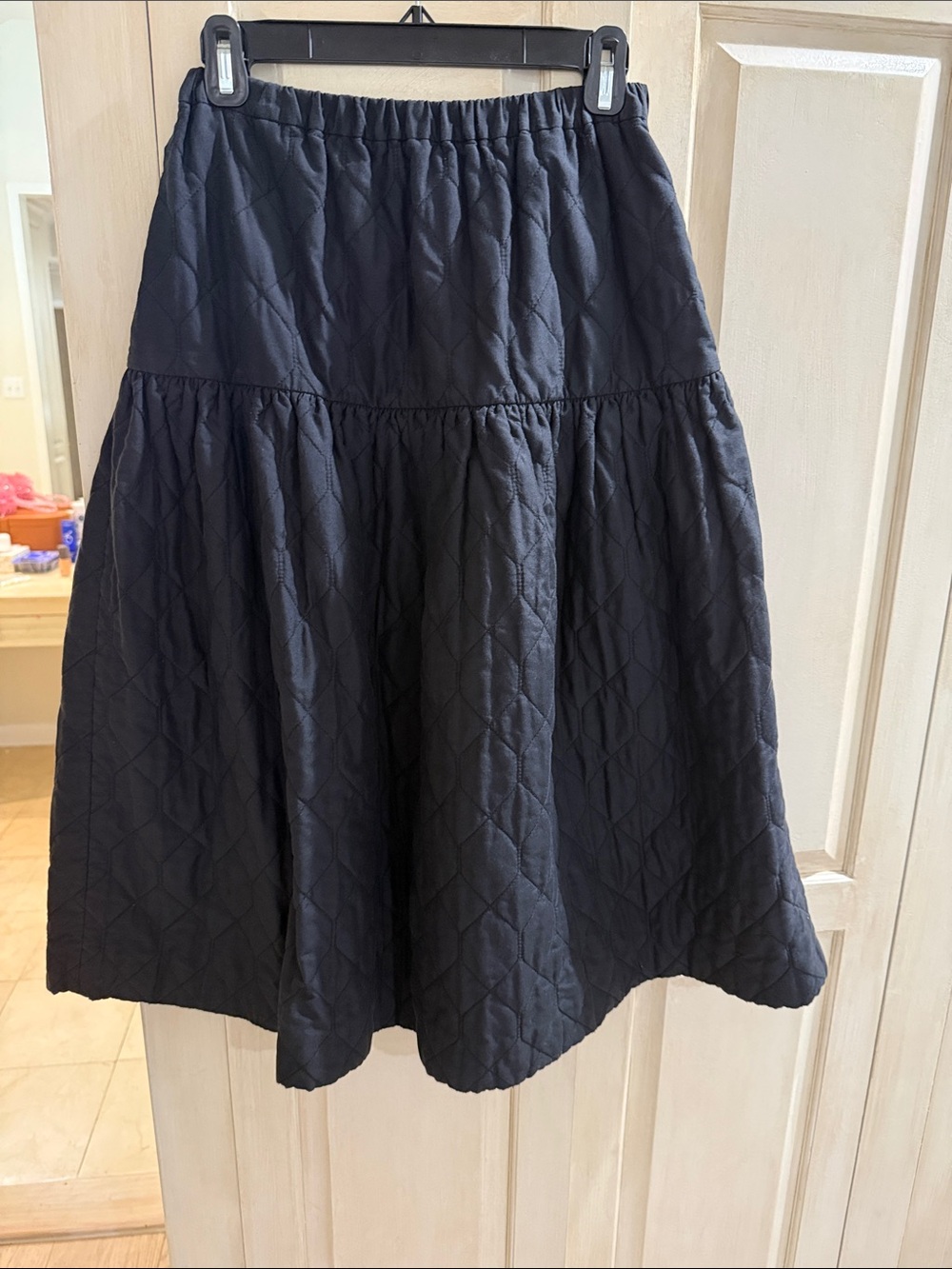 Jason Wu Quilted A-Line Midi Skirt in Black